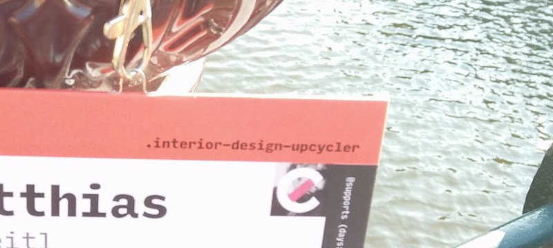 My attendee badge, which reveals that a hobby of mine is Interior Design Upcycling.